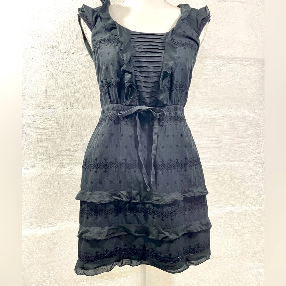 J. CREW LITTLE BLACK DRESS WITH RUFFLE DETAIL